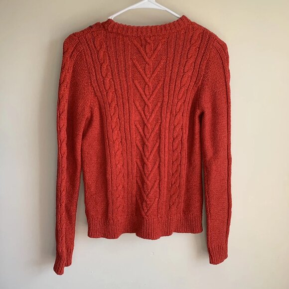 The Reeds J Crew Red Chunky Cable Knit Tassel Pullover Sweater Size Small - Picture 2 of 5